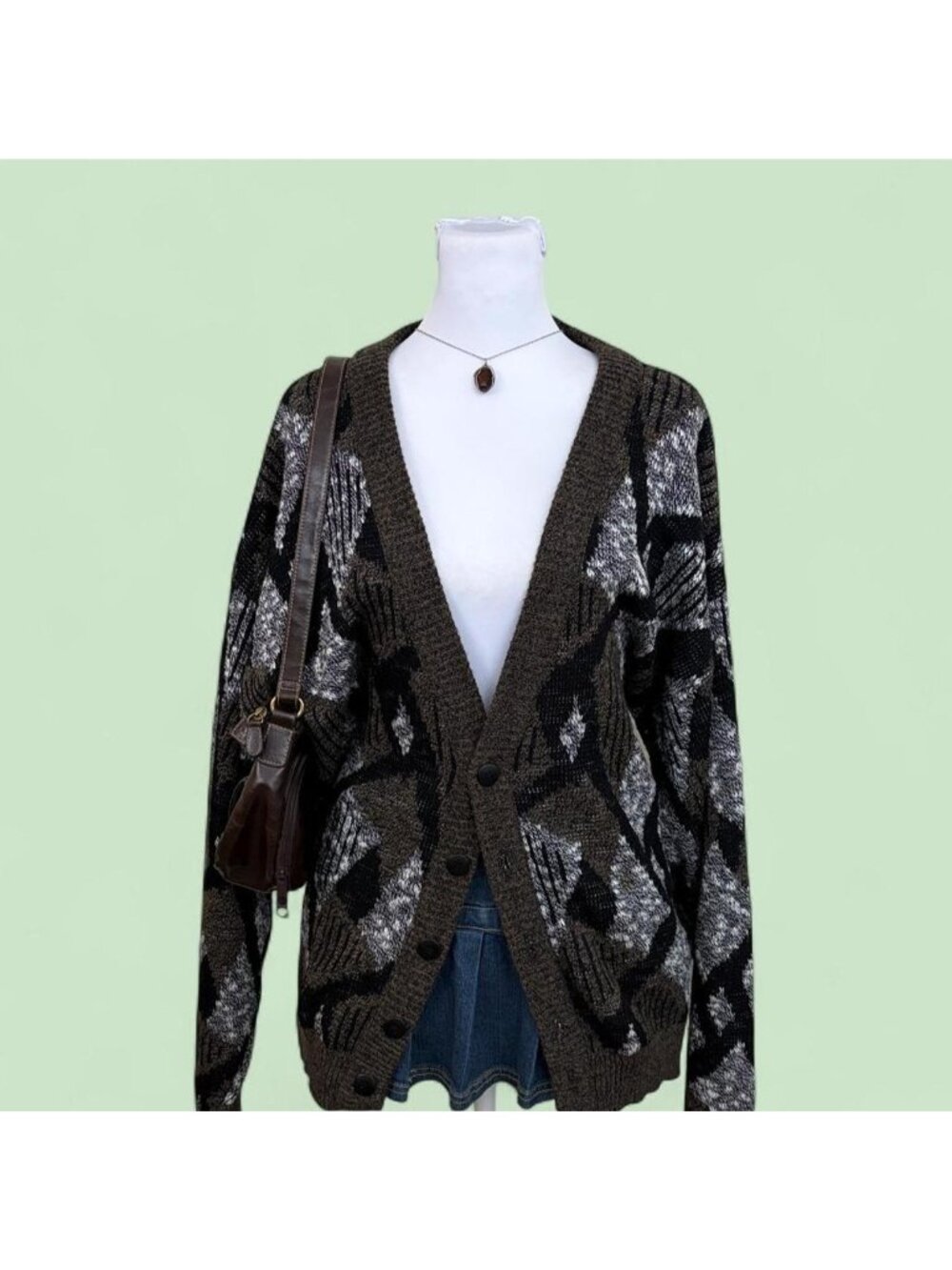 80s argyle skater cardigan